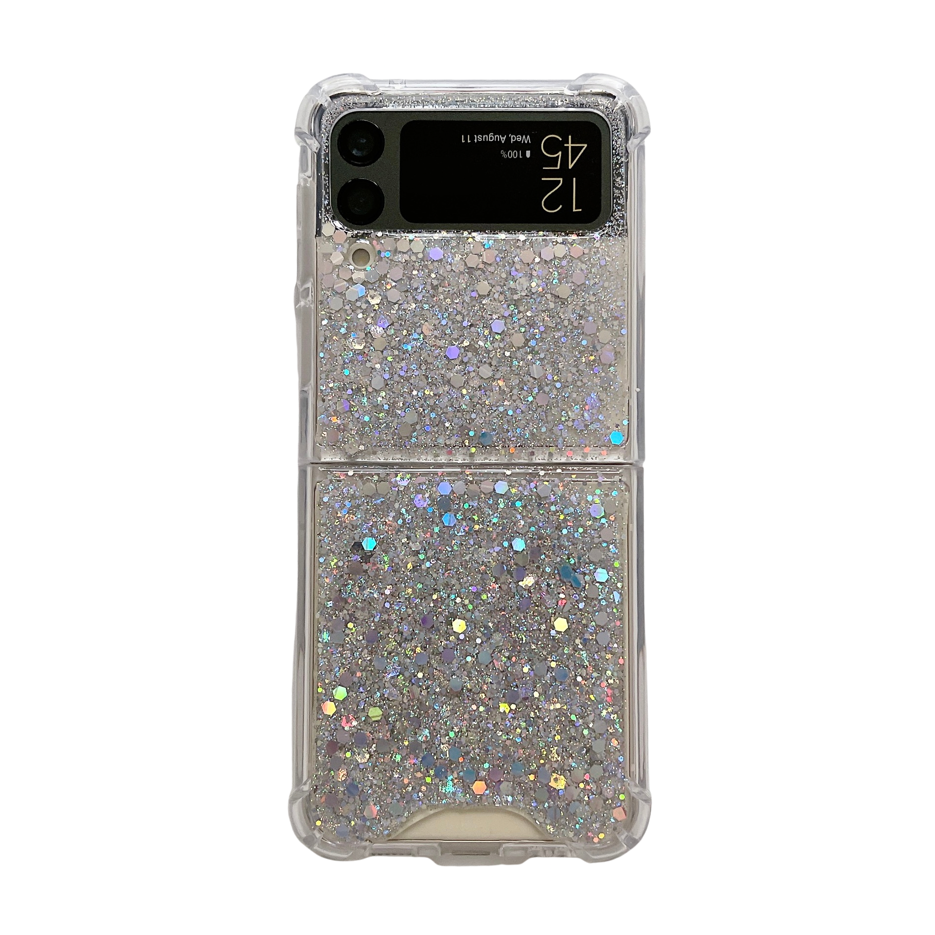 Funda de teléfono plegable con purpurina para Samsung Z Flip 6, 5, 4, 3, Galaxy Z Fold 6, 5, 4, 3, lentejuelas, cubierta suave a prueba de golpes: Tela de algodón / Negro