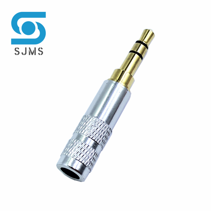 Mini 3.5mm headsetstekker 3- polige jack met clip 3.5 mm reparatie hoofdtelefoon audiostekker jack adapter connector voor 4mm kabeladapter: Zilver