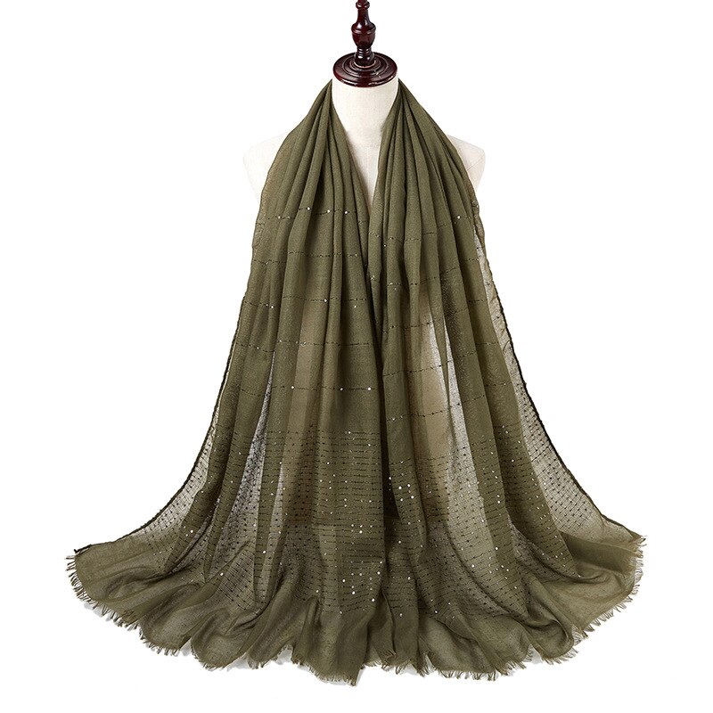 1PC Cotton And Linen Tassel Scarf Sequins Autumn And Winter Muslim Hijab Malay Headscarf: 6