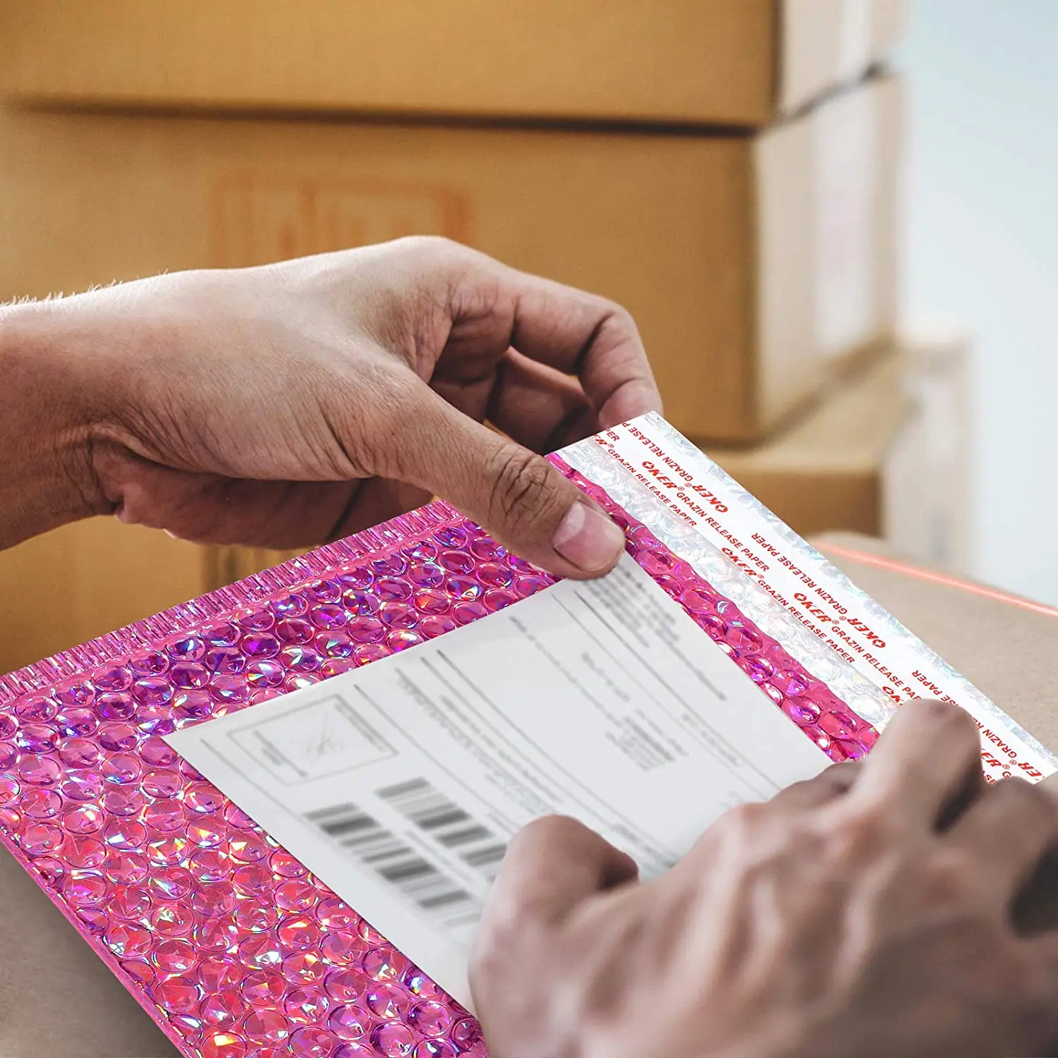 100 rose-patterned bubble mailers, bags for shipping bags, bubble envelopes, padded packaging, waterproof packaging bags, thickened shipping bags
