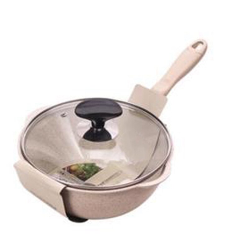 Verdikte Bodem Steen Koekenpan Multifunctionele Non-stick Pannen Diepe Nougat Pot Wok Pan Met Glazen Deksel 20Cm