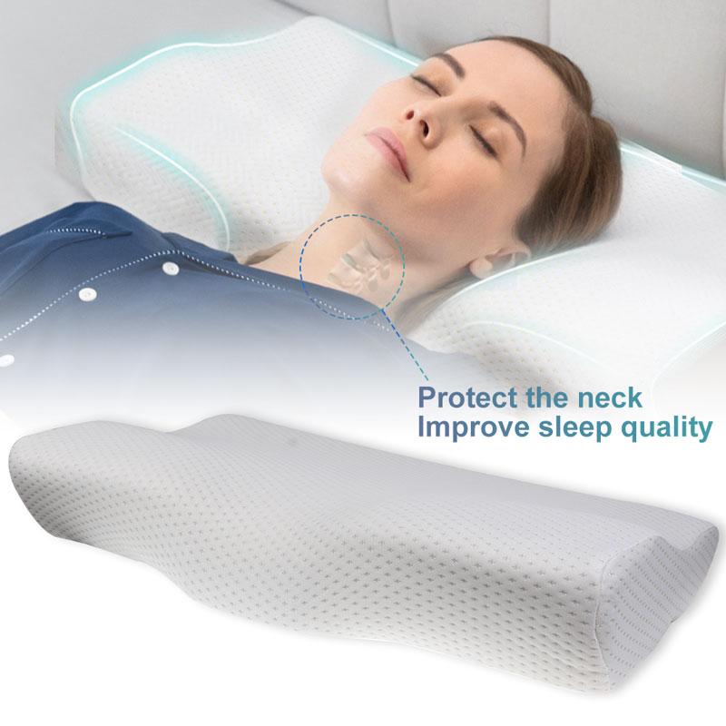Neck Protection Memory Foam Pillow High Low Curve For Supine Lateral Slow Rebound Anti-Snore Four Seasons General Pillow 50*30CM