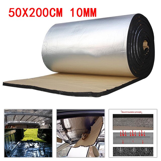 50*200cm Car Sound Deadener Noise Insulation Acoustic Auto Car Firewall Heat Shield Insulation Sound Deadener Mat: 50x200cmx10mm