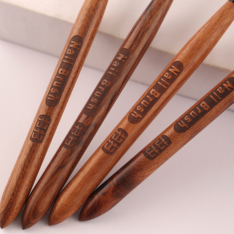 1Pc Ronde Houten Handvat Nagel Ombre Borstel Nail Art Schilderen Pen Borstel UV Gel Polish Gradiëntkleur Acryl Nagel Tekenpen