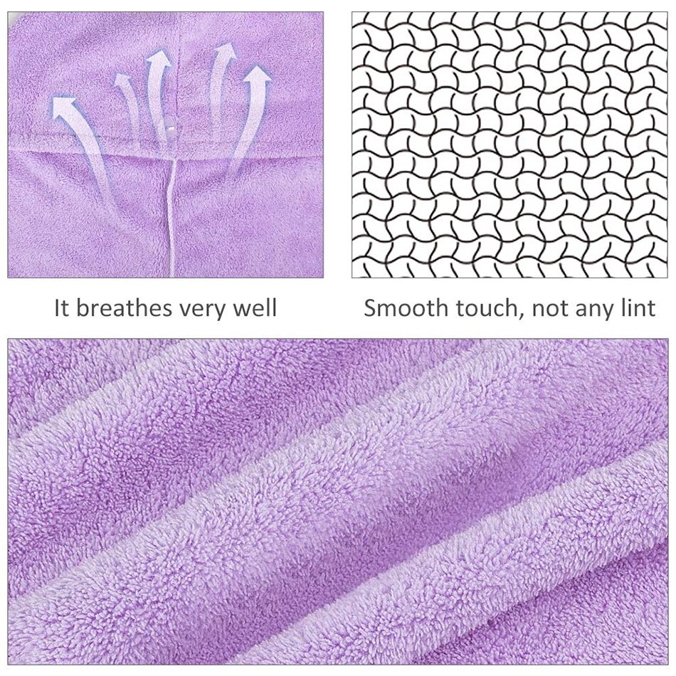 Dry Hair Towel Microfiber Polyester Flannel Wisp Long Curly Head Bath Hand Turban Towel for Adult Women Super Absorbent Quick