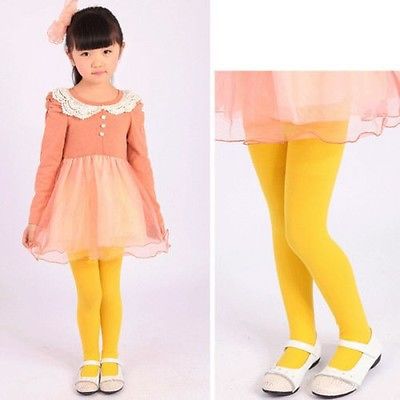 7 colors girl pure color girls Toddler classic Tight 5-10 Years children trousers baby kids Tights: Yellow