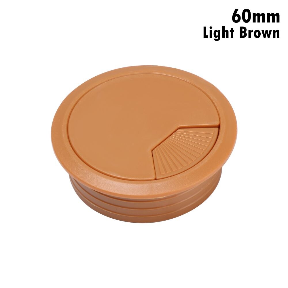 60/80mm Desk Table Plastic Cable Hole Cover PC Computer Desk Round Wire Tidy Grommet: light brown-60mm