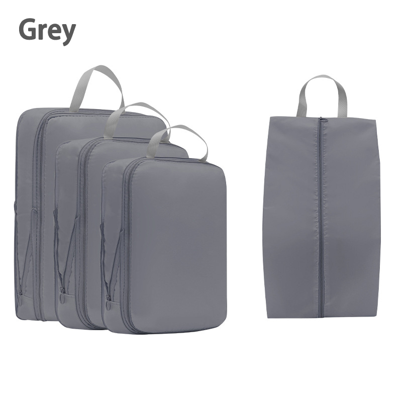 4 stks/set Reizen Compressie Tas Bagage Organisator Reisetui Verpakking Cubes voor Reistas Organisator Reizen Opbergtas: GRIJS