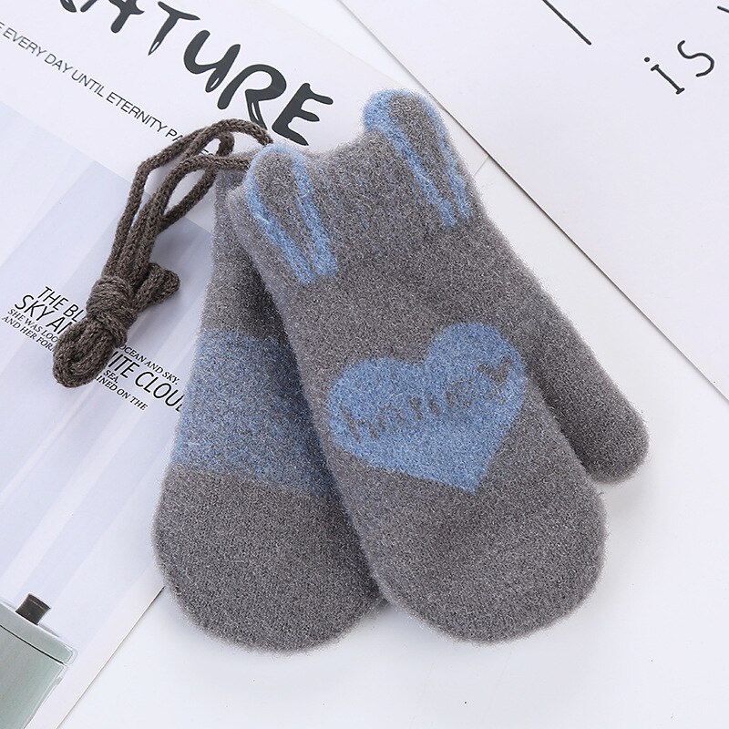 Honing Liefde Letters Baby Kinderen Handschoenen Voor 0-3Y Schattige Baby Gebreide Wollen Winter Warme Handschoenen Voor Jongen Meisje Kids Wanten