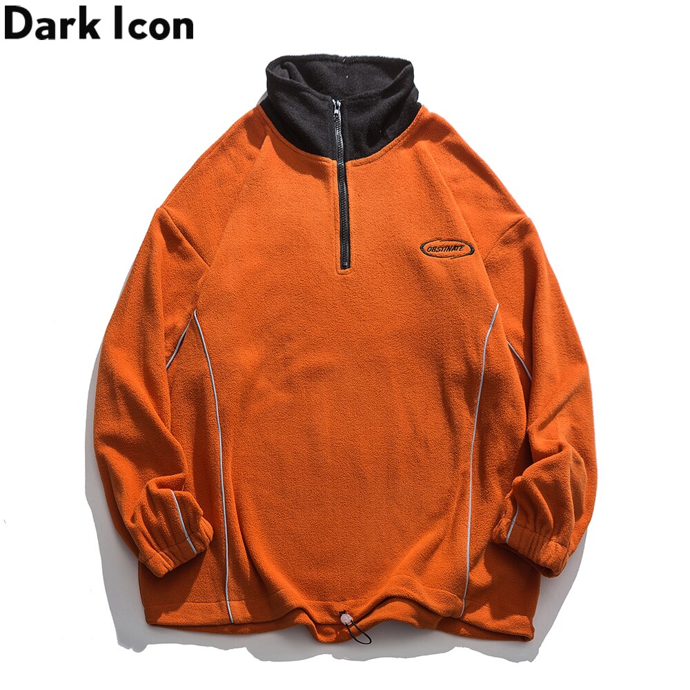 Mörk ikon sherpa broderi halv dragkedja herrtröja tröjor tröjor herr höst streetwear herrkläder