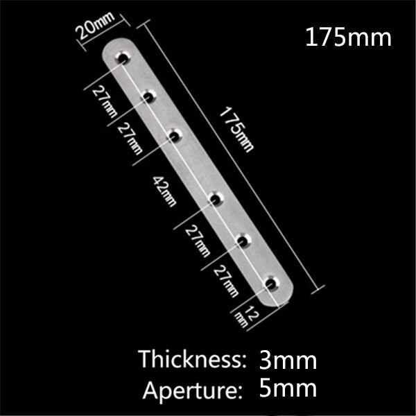 10pcs 180 degree angle steel straight connector stainless steel sheet metal parts fixed code font angle bracket: 175mm