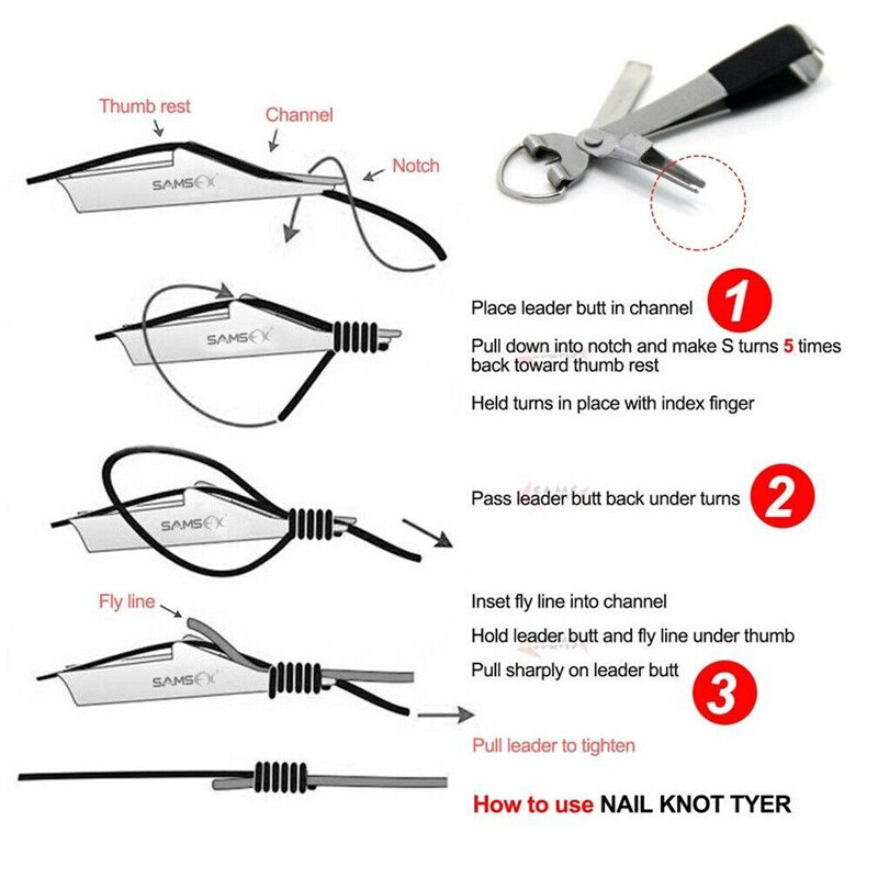 Quick Knot Tying Tool Fly Fishing Clippers Fast Hook Nail Knotter Line Cutter US