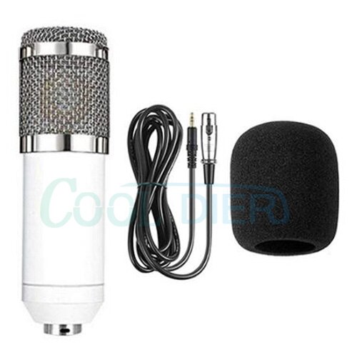COOL DIER BM800 Condenser Microphone With Shock Mount Mikrofon Condenser Sound Recording MIC For Radio Braodcasting: only white