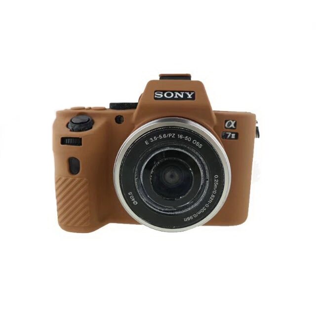 Funda de goma de silicona para cámara Sony Alpha A7 Mark II A72 A7II: Marrón
