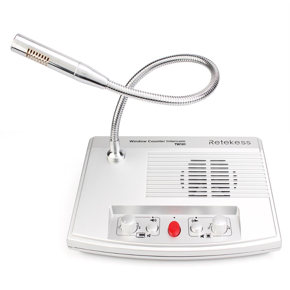 Retekess TW101 3W Venster Intercom Systeem Speaker Bank Office Station Twee Weg Intercommunication Microfoon Met Anti-diefstal Glas