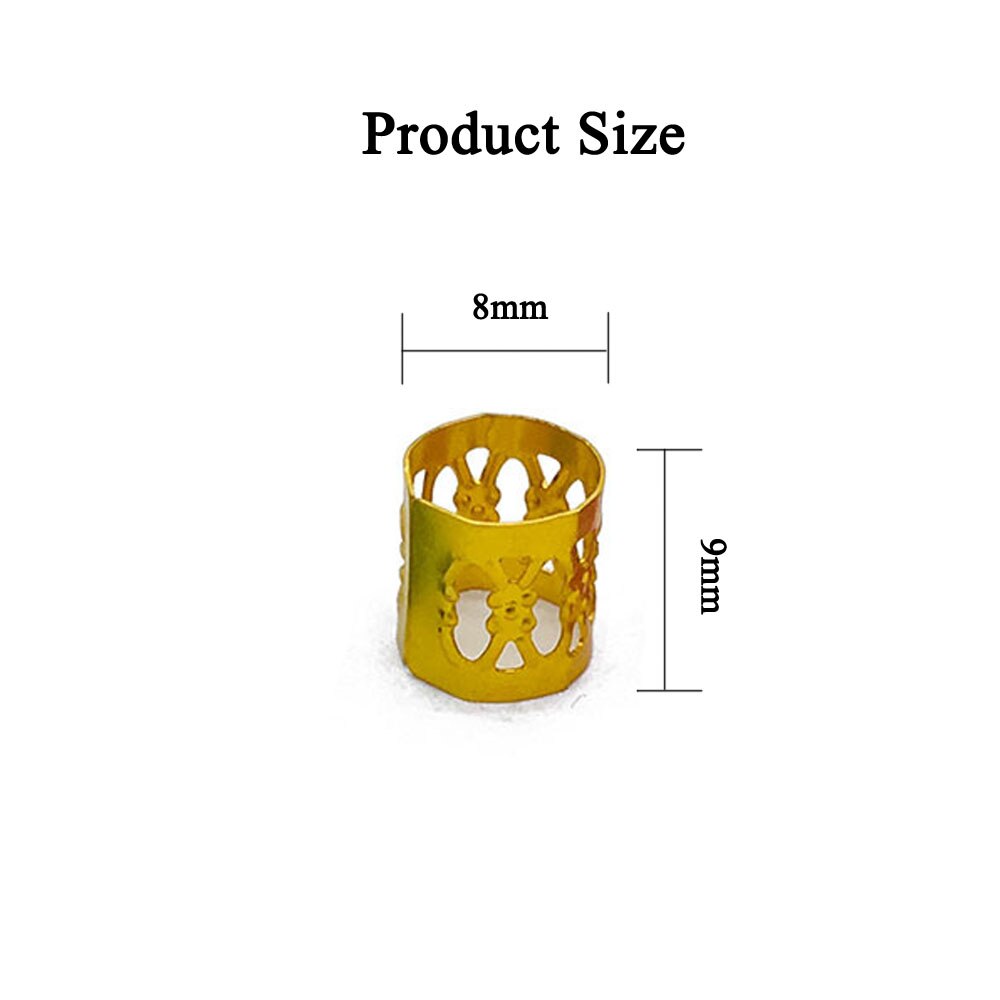 Anillo de cuentas para el pelo para niña y mujer, accesorio de plata y oro para el cabello, tubos trenzados para el cabello, puños, cuentas ajustables, Clip de cuentas de bloqueo de rastas para niños y mujeres