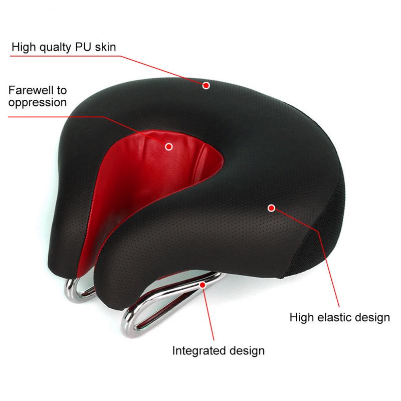 Sillín de bicicleta sin ruido, asiento de 5cm de espesor, súper suave y grueso, absorción de impacto, cómodo, con tiras reflectantes