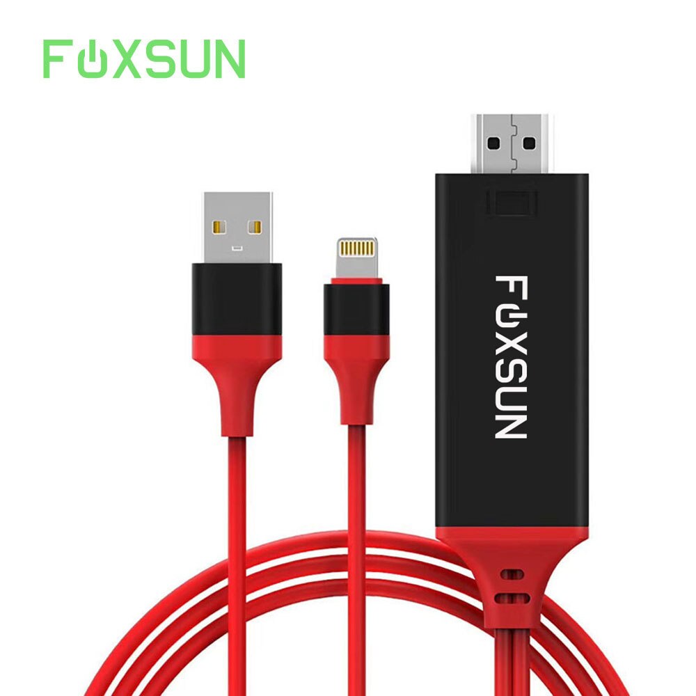 Foxsun voor lightning naar hdmi kabeladapter voor iphone lightning digitale av adapter 1080p mhl naar hdmi converter voor iphone 8/7/6
