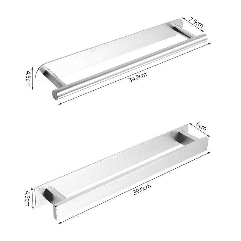 Zelfklevende Badkamer Accessoires Set Geen Boor Borstel Afwerking Zwarte Handdoek Bar Handdoek Haak Handdoek Keuken Wc Handdoek Houder Zilver