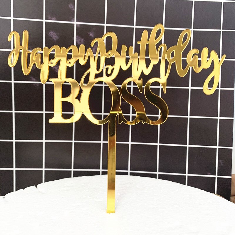 Acrylic Happy Birthday Boss Cake Topper Adult Party Favors Baking Decorating Supplies Decorations Cake Toppers
