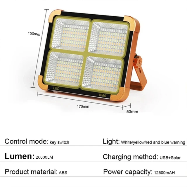 Eesbao bærbar solcellelanterne led-teltlampe genopladelig lanterne nødlampe natmarkedslampe udendørs campingpærelampe: Default Title
