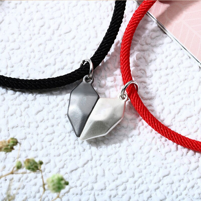 Zwart En Wit Liefde Wishing Stone Paar Armband Diepbedroefd Splicing Magnetische Zuigkracht Geweven Verstelbare Hand Touw