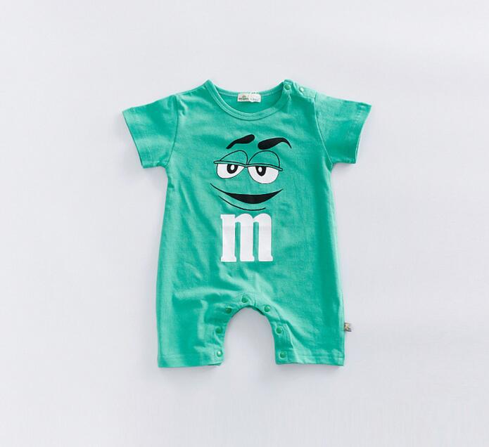 Barboteuse en coton pour -né fille et garçon, combinaisons bonbons, chocolats, vêtements d'été à manches courtes, doux pour bébé: BLEU CIEL / 3M