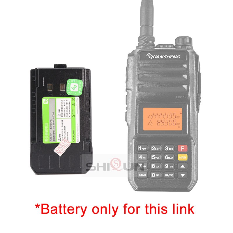 Batería de iones de litio de 4000mAh, walkie-talkie TG-UV2 PLUS de 10W, 10 KM, batería QuanSheng TG UV2 PLUS, DC 7,2 V