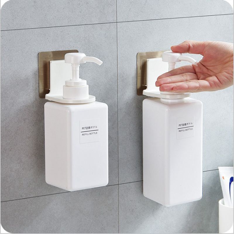 Plast veggfeste såpe sjampo dusj gel dispenser flaskeholder krok henger oppheng bad kjøkken arrangør uten bor
