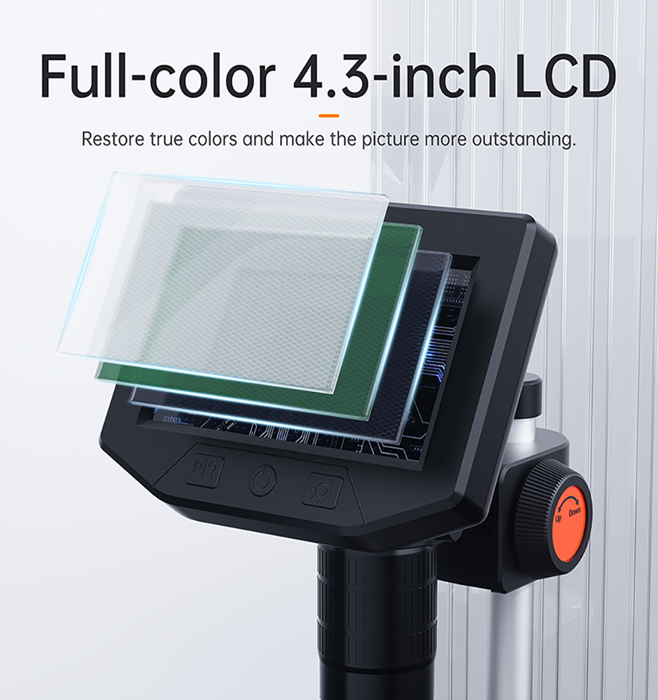 Microscopio Digital AOERWEI 1080P HD con pantalla de 4,3 pulgadas Lupa 1000x para inspección de placas de circuito y dispositivos móviles