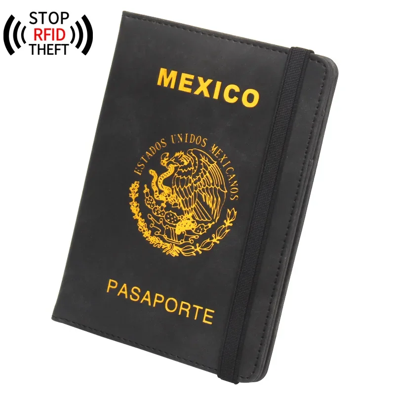 Rfid-blokkerende paspoorthoes voor mexico, gemaakt van pu-leer, verenigde staten, mexicaans, reisdocumenten, beschermingskaarthouder voor mannen en vrouwen: Groente