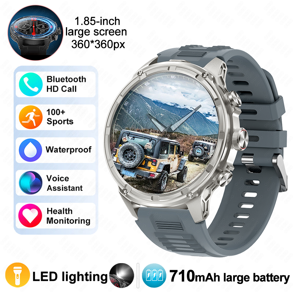 2025 1.85 polegadas ultra hd relógio inteligente 710 mah bateria grande nfc detecção bluetooth chamada esportes fitness smartwatch para huawei xiaomi: Preto