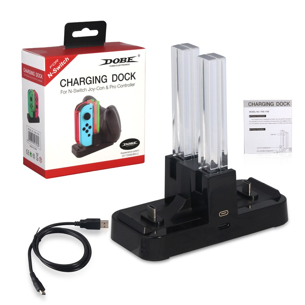 For Nintendo Switch 4 Port Joypad Charger Game Charging Dock Station Stand Stander Controller Charger with LED Indication