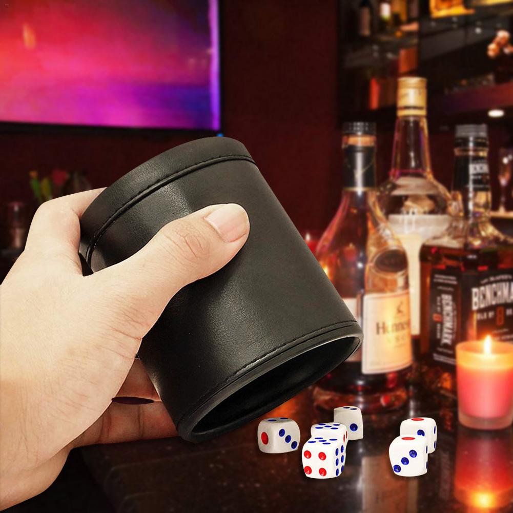 Bar en cuir noir dés tasse Dicebox fournitures de fête (sans plateau ou dés) directe