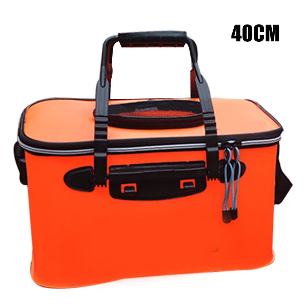 Fishing Bucket Box Folding Storage Container Carrier Large Capacity with Handle for Outdoor ALS88: Orange / Bundle2