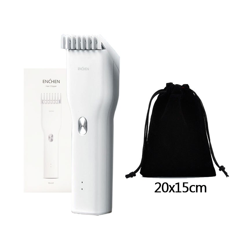 ENCHEN Boost Electric Hair Clippers Trimmers Men Cordless Rechargeable Ceramic Blade Barber Hair Cutter Machine: White Set1