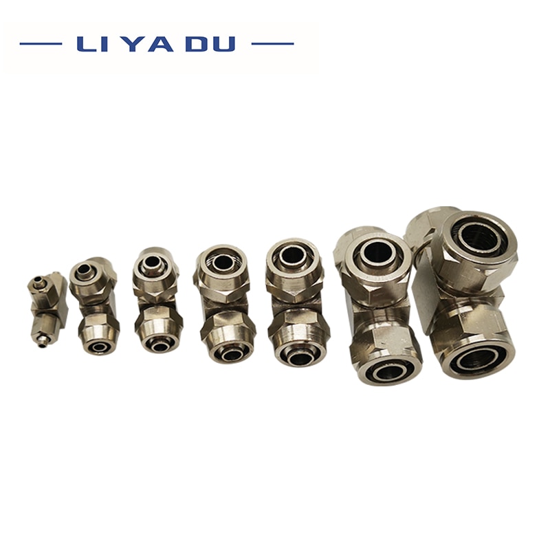 Conector neumático Tipo T de tubo de PU, 1 Uds., PE-4, 6, 8, 10, 12, 14, 16 MM, conexión de tubo de manguera de aire de giro rápido