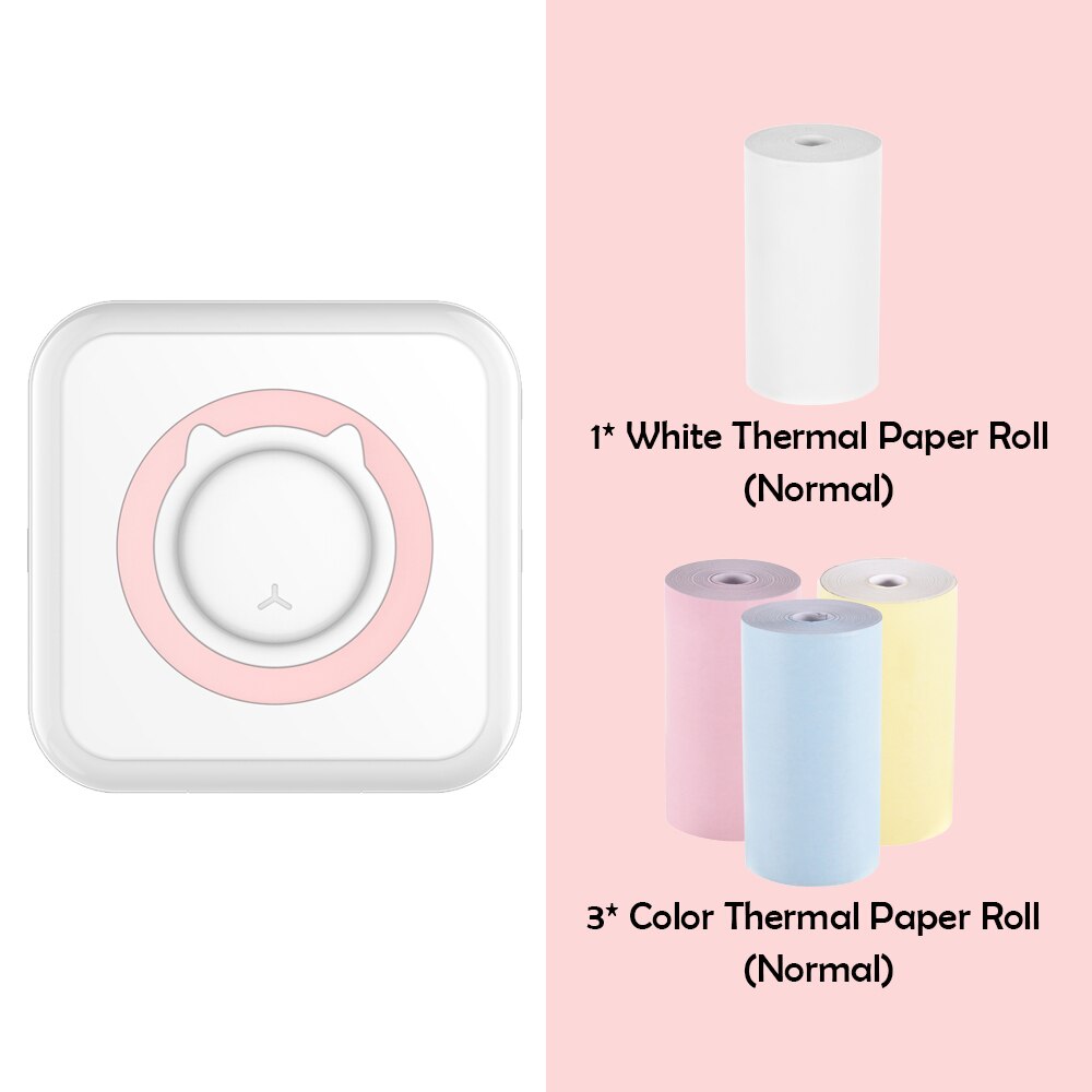 C15 Pocket Thermal Printer Portable Mini Wireless BT Connect 200dpi Photo Label Memo Wrong Question Printing: Pink C