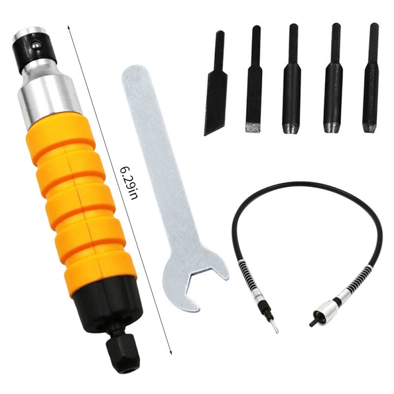 7 Pcs/8 Pcs or Flexible Shaft Alloy Electric Chisel Wood Carving Machine Woodworking Small Spanner with Tips Carpenter Tools: B