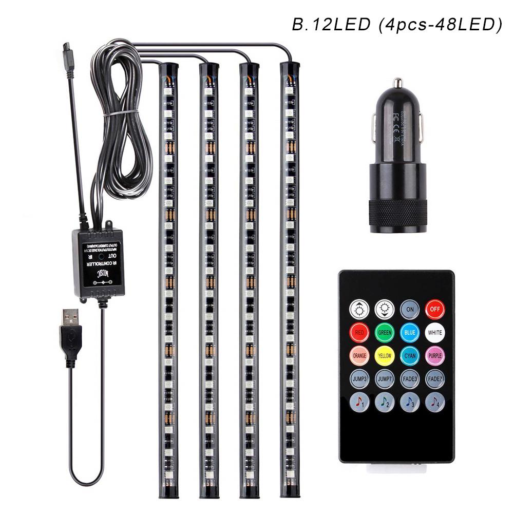 Car LED Strip Lights by APP Control, Govee 36/48/72 LED Car Interior Lights Music Sound-activated Multi-colour Under Dash Lighti: B.12LED 4pcs48LED
