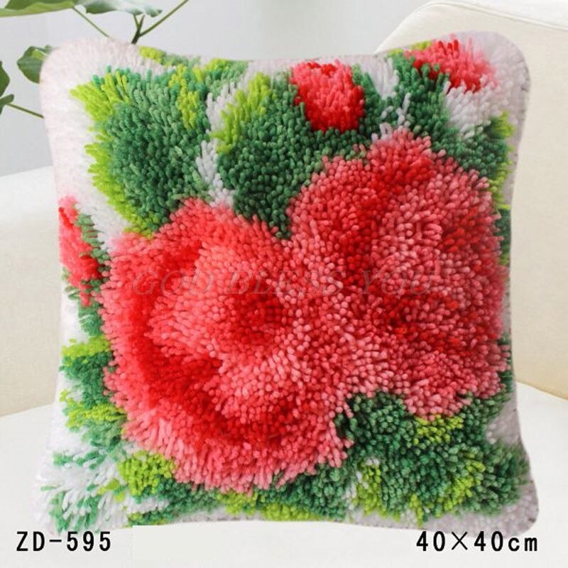 Flowers Grass Coarse Wool Latch Hook Kits DIY Cross Stitch Carpet Embroidery Plant Series Segment Embroidery DIY Rug Hooking Set: 595