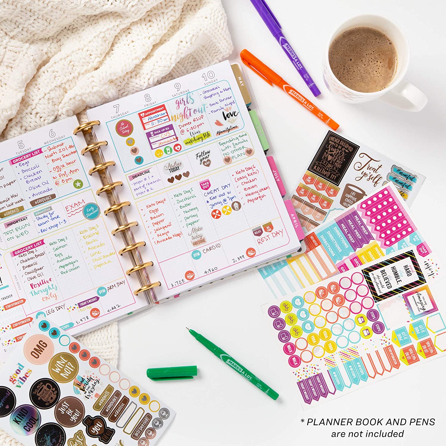 730pcs Planner Stickers Pack Waterproof Label School Stationery Sticker Deco Scrapbook Stickers Journal Stickers Daily Planner