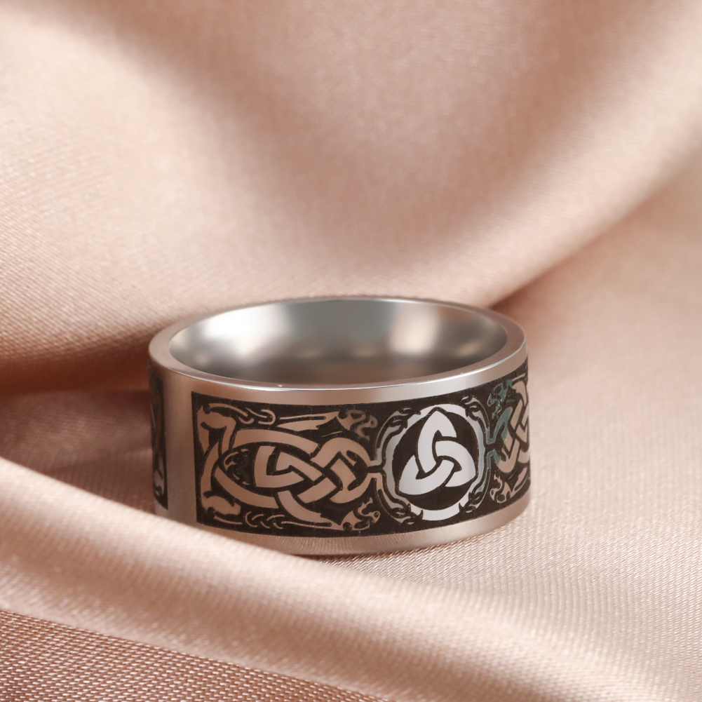 Skyrim – bague à nœud en acier inoxydable pour hommes et femmes, anneau de doigt Vintage nordique Viking, amulette Talisman, bijoux