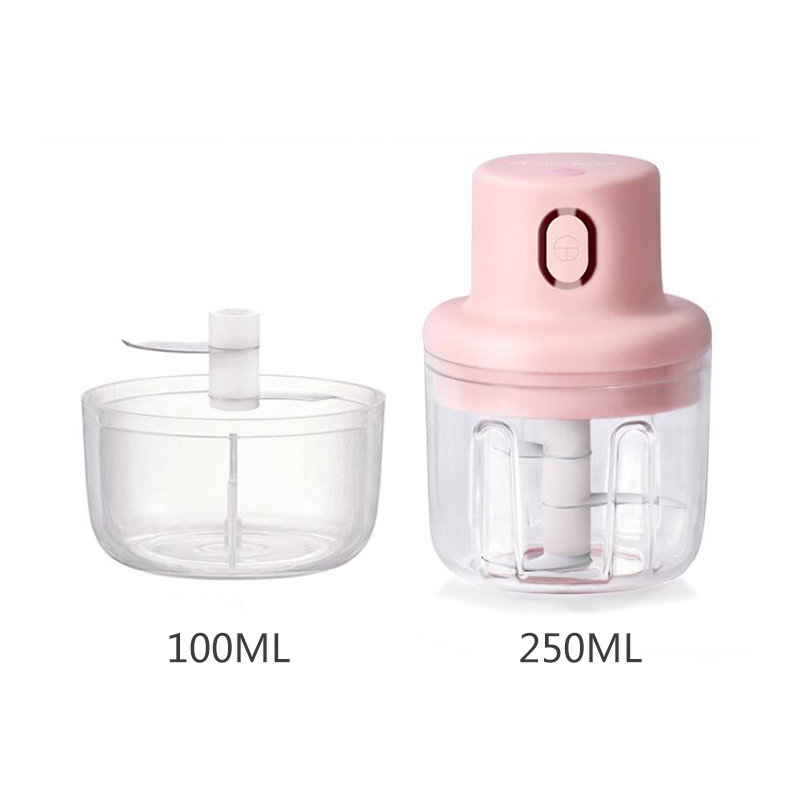 mini robot da cucina elettrico senza fili del frullatore dell'alimento della taglierina del frantoio di verzura dello zenzero del tritatutto dell'alimento dell'aglio: 100 e 250ml