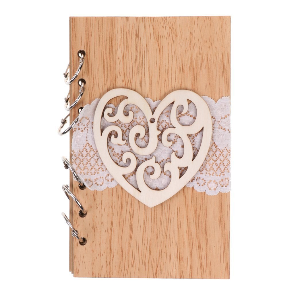 Bloc de notas de madera para boda, libro de visitas de amor hueco, álbum de boda, cuaderno: Style 4