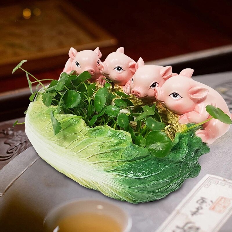 Neue GrüNe Rettich Hydrokultur Sukkulente Blume Topf Kreative Ebene Blumentopf Zimmer Blumen Heimat Dekorationen Nette Schwein Vase Ornamente