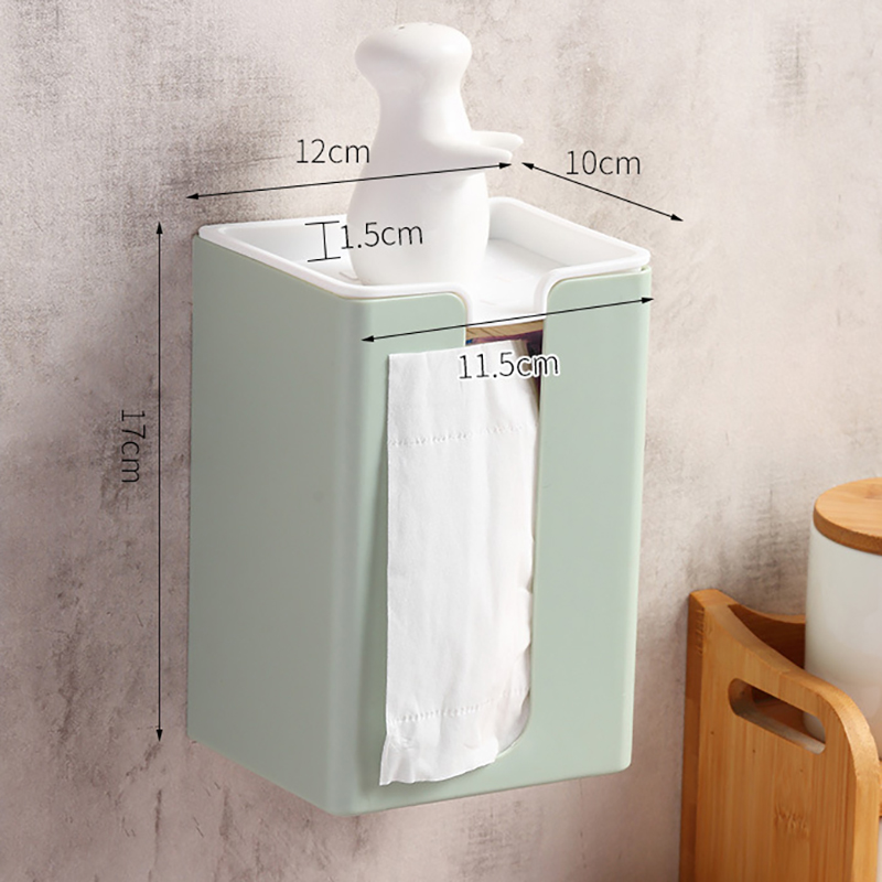 Tissue Doos Wandmontage Badkamer Toiletrolhouder Gratis Punch Woonkamer Keuken Papier Dispenser Thuis Tissue Storage Case: Green With Lid