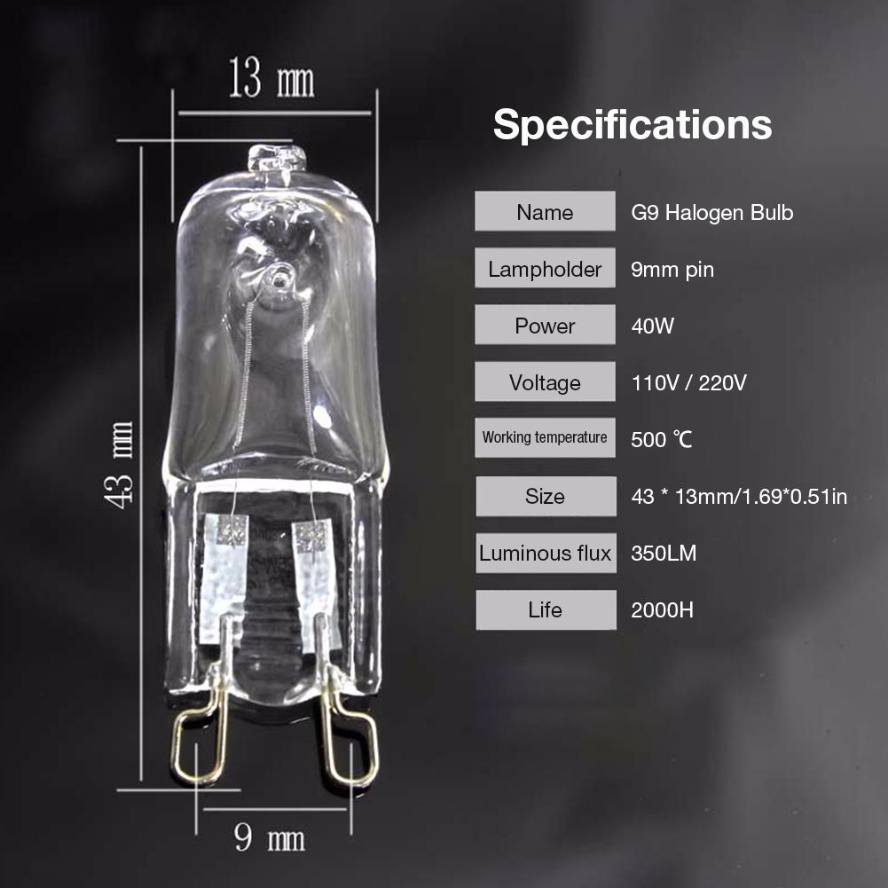 5 stk 40w g9 ovnlys høj temperaturbestandig retroprojektor holdbar halogenpære lampe til køleskabe ovne blæsere