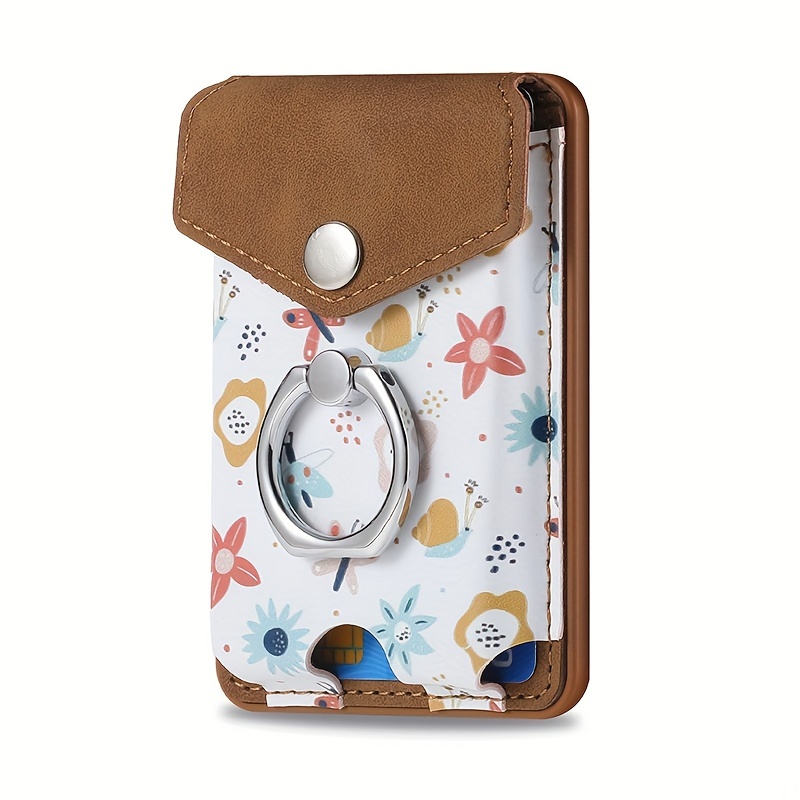 Magnetische telefoonkaarthouder Ring Kunstleer Portemonneezak Multi-kaartcapaciteit Veilige grip en standaardfunctie voor Magsafe Bag: Bruin