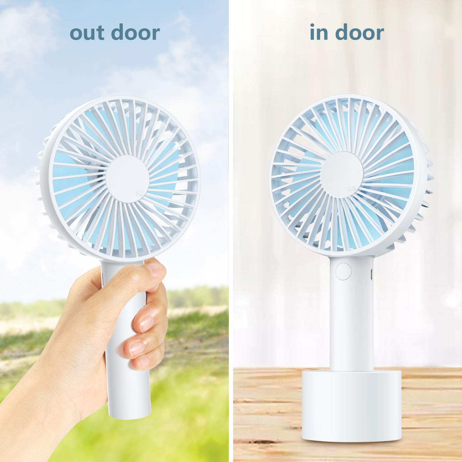 Rechargeable Portable Mini Handheld Fan with 2500 mAh Battery and 3 Speed Options for Office Room Outdoor Household Traveling